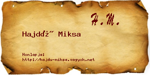 Hajdú Miksa névjegykártya